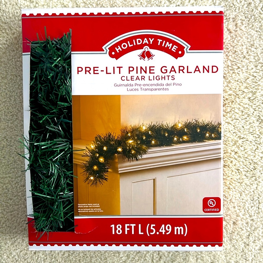 Holiday Time Pre-Lit Pine Garland